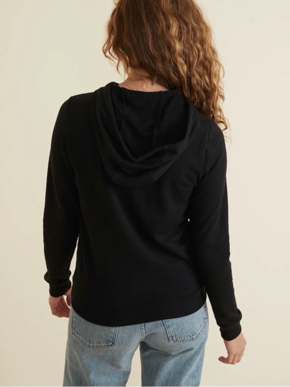 Marine Layer Hoodie Womens Medium Black Sunset Pullover Sweatshirt Kangaroo Logo - Picture 3 of 15